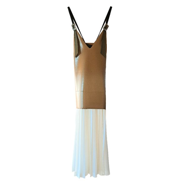 TOGA Pulla Dresses & Skirts - Toga Pulla Archives Leather Western Buckle Dress with Pleated Skirt